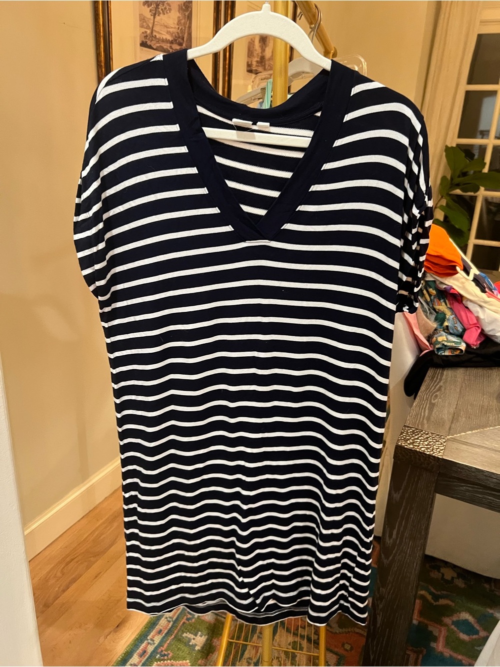 Gap Striped V-Neck Women's Dress in Navy and White